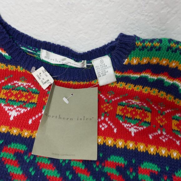 NWT Vintage Northern Isles Ramie Cotton Christmas Holiday Sweater M Yarings - Picture 10 of 10